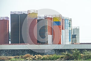 Many tanks or storage and colorful for industrial