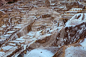 Many tanks for water evaporation in order to obtain a salt Salinas - Peru