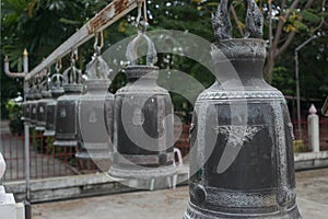 Many Thai bell in the Thai temple