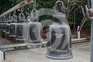 Many Thai bell in the Thai temple