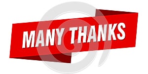 many thanks banner template. ribbon label sign. sticker