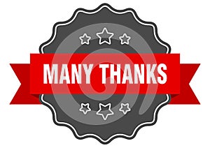 many thanks label. many thanks isolated seal. sticker. sign