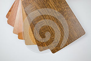 Many thin wooden patterns for interior design isolated on white background