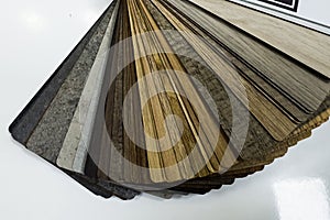 many thin wooden samples for interior