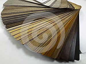 many thin wooden samples for interior