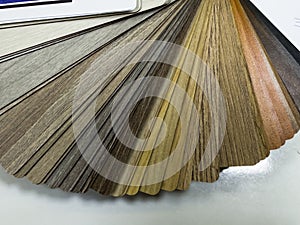 many thin wooden samples for interior