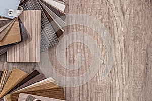 Many thin wooden samples for interior