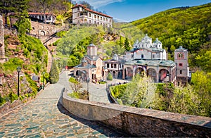 Many tourists visit Saint Joachim Osogovski Orthodox monastery & church complex with elaborate frescoes.