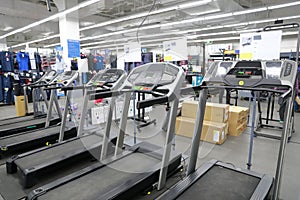 Many treadmill in shanghai decathlon shop photo
