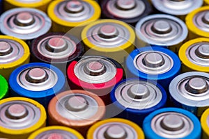 Many used AA electric batteries