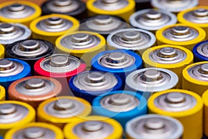 Many used AA electric batteries