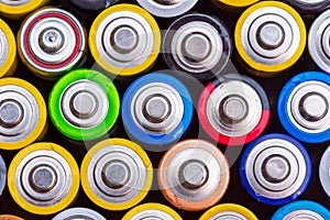 Many used AA electric batteries