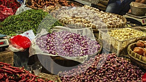 Many varieties ingredients for cooking needs in traditional market