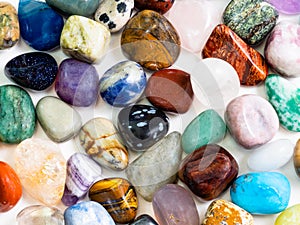 Many various gemstones close up