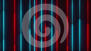 Many vertical neon lighting lines, abstract computer generated backdrop, 3D render