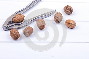 Walnuts on white