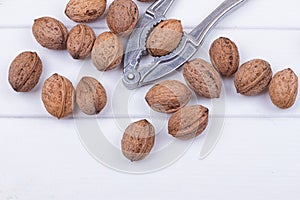 Walnuts on white