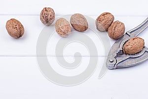 Walnuts on white