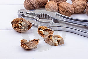 Walnuts on white