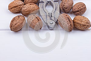 Walnuts on white