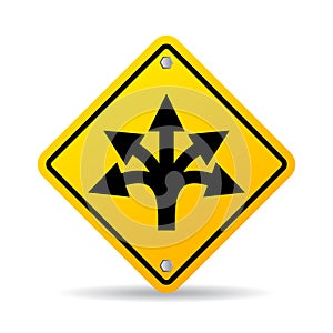 Many ways road vector sign