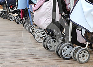 many wheels of the strollers