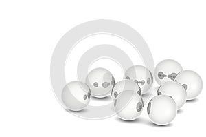 3D rendering many white ball on white background