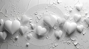 many white hearts 3D abstract background