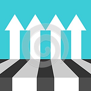 Many white perspective arrows