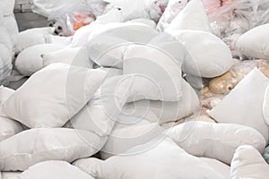 Many white pillow in product store for design business