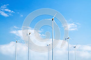 Many wind turbine generating electricity