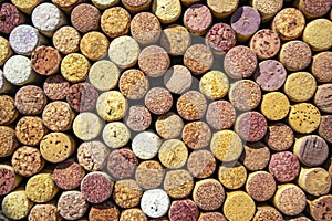 Many Wine corks close up.