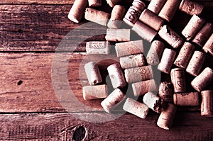 Many wine corks texture. Copyspace, top view