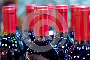 Many wines with blur background photo