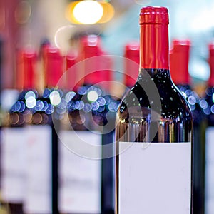 Many wines with blur background photo