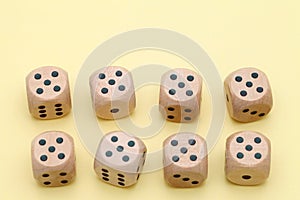 Many wooden dice