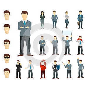 Many working people in various poses. Vector.