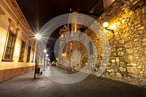 Manzana Jesuitica Block and Jesuit Church of the Society of Jesus Iglesia de la Compania de Jesus at night - Cordoba, Argentina photo