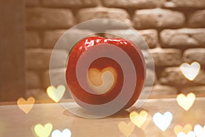 Red Apple with hearts photo