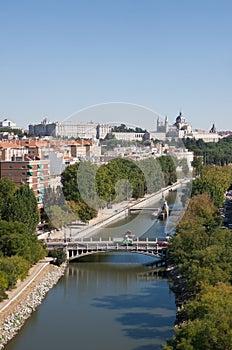 Manzanares river and Royal Palace, Madrid