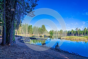 Manzanita Lake in Lassen Volcanic National Park in California