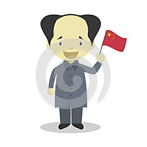 Mao Zedong cartoon character. Vector Illustration.