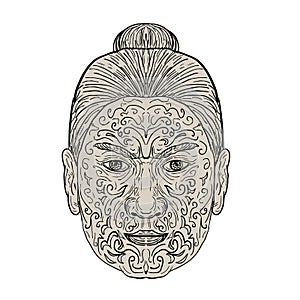 Maori Face with Moko facial Tattoo