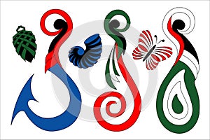 Maori Koru Color Design Hook and Mere Icons