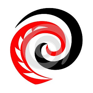 Maori koru spiral swirl sharks tooth logo or icon