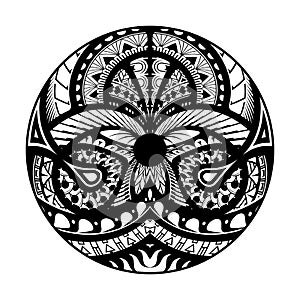 Maori polynesian ethnic circle tattoo shape