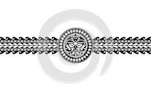 Maori polynesian tattoo border tribal sleeve pattern vector. Samoan bracelet tattoo design fore arm or foot. photo