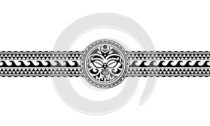 Maori polynesian tattoo border tribal sleeve pattern vector. Samoan bracelet tattoo design fore arm or foot.