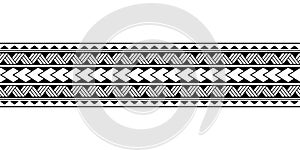 Maori polynesian tattoo bracelet. Tribal sleeve seamless pattern vector. Samoan border tattoo design fore arm or foot. photo