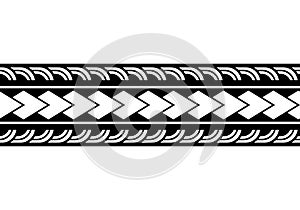 Maori polynesian tattoo bracelet. Tribal sleeve seamless pattern vector. Samoan border tattoo design fore arm or foot.